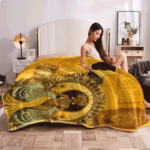 Manta Espiritual Oshún Orisha – Flannel Throw con Diseño Yoruba - Imagen 5