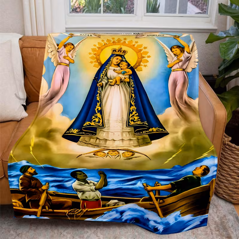 6a144fa50e273ce17d41f218954a3606 Manta Virgen María de Oración – Flannel Ultra Suave 280GSM - Imagen 1