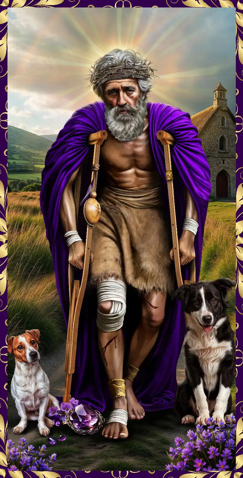 Poster espiritual de San Lázaro Babalú Ayé para misa espiritual, altar y decoración devocional