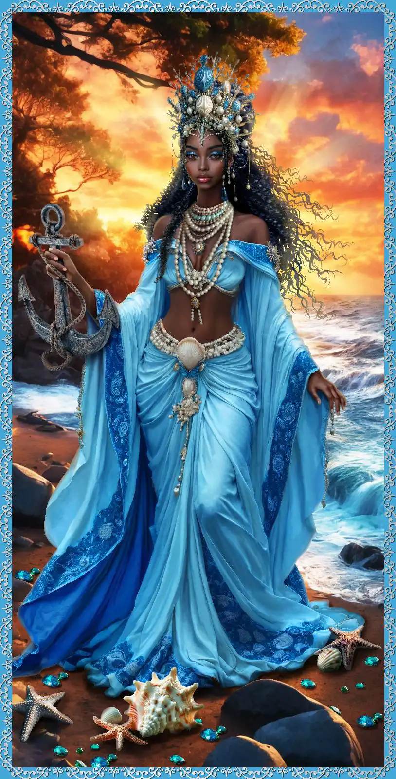 Poster espiritual de Yemayá para misa espiritual, altar y decoración devocional