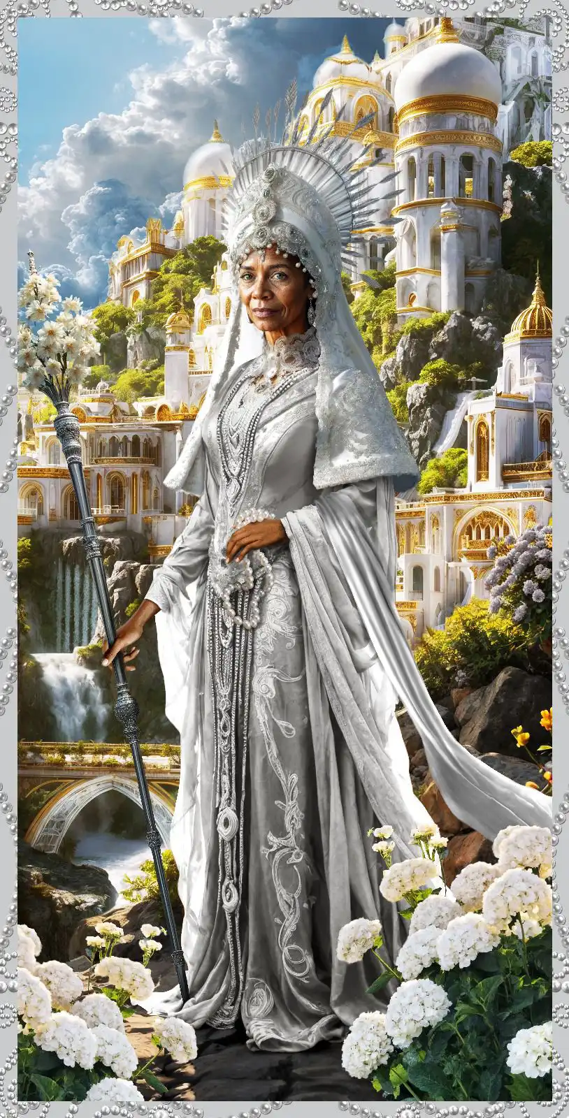 Poster espiritual de Obatalá Madre Blanca para misa espiritual, altar y decoración devocional