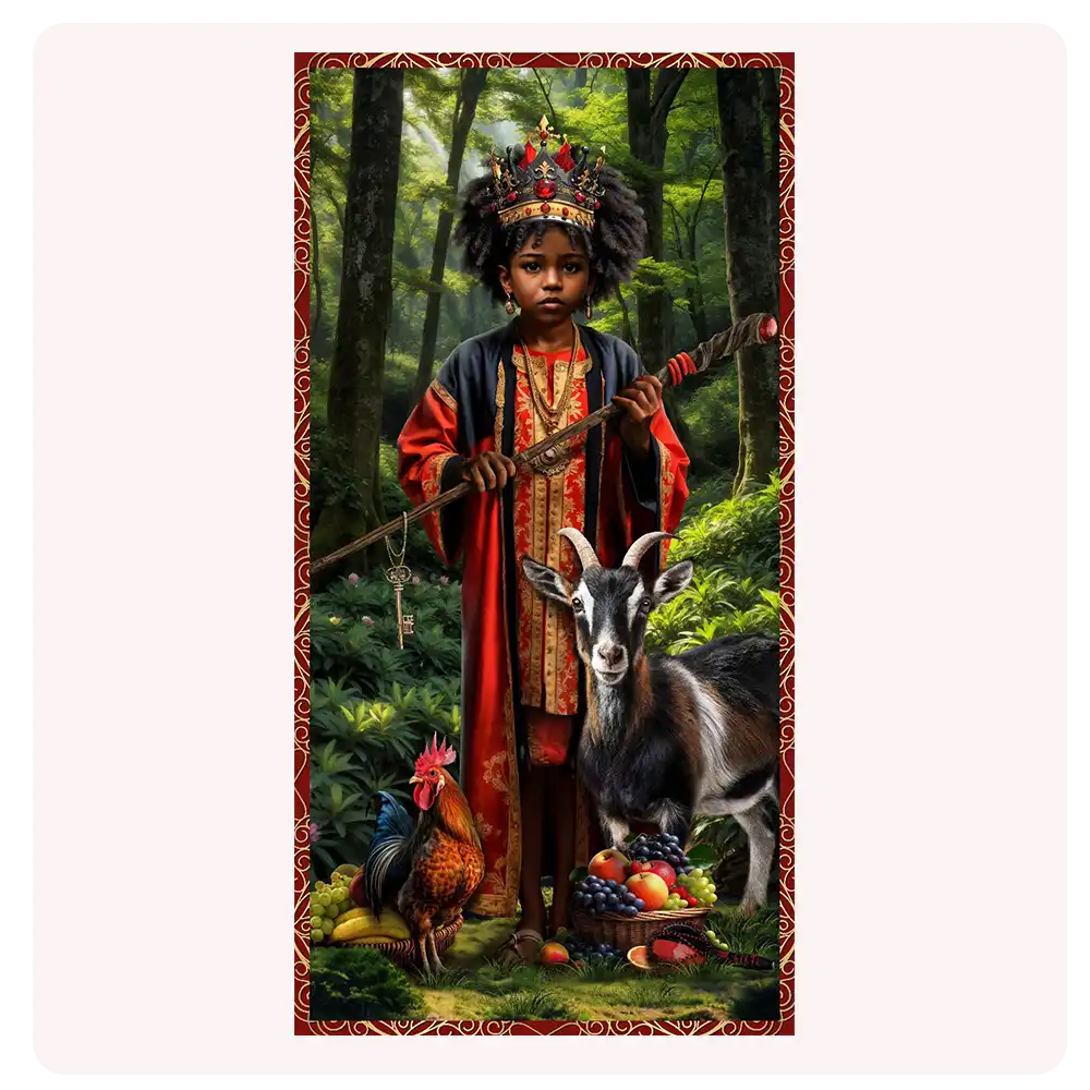 botanica_marisol_74 Poster de Eleguá Niño | Imagen Espiritual para Misa, Altar y Apertura de Caminos - Imagen 1