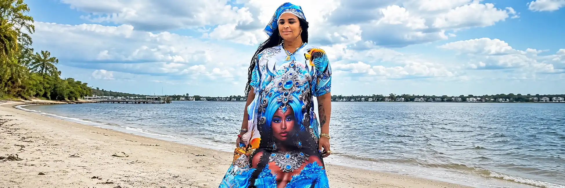 Vestido de Yemayá talla única en satín