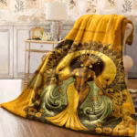 Manta Espiritual Oshún Orisha – Flannel Throw con Diseño Yoruba