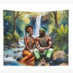 Tapiz Oshún y Ogún Yoruba – Decoración de Altar Afro-Caribeña