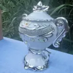 Sopera de Obatalá Blanca con Detalles Plateados – Recipiente Decorativo y Espiritual Yoruba - Imagen 2