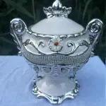 Sopera de Obatalá Blanca con Detalles Plateados – Recipiente Decorativo y Espiritual Yoruba - Imagen 6