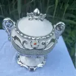 Sopera de Obatalá Blanca con Detalles Plateados – Recipiente Decorativo y Espiritual Yoruba - Imagen 7