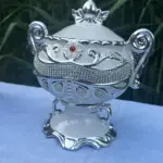 Sopera de Obatalá Blanca con Detalles Plateados – Recipiente Decorativo y Espiritual Yoruba - Imagen 8