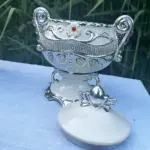Sopera de Obatalá Blanca con Detalles Plateados – Recipiente Decorativo y Espiritual Yoruba - Imagen 4