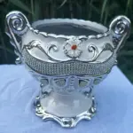 Sopera de Obatalá Blanca con Detalles Plateados – Recipiente Decorativo y Espiritual Yoruba - Imagen 3