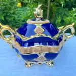 Sopera de Yemayá Azul Oscuro con Detalles Dorados – Recipiente Espiritual y Decorativo Yoruba - Imagen 5