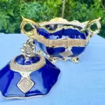 Sopera de Yemayá Azul Oscuro con Detalles Dorados – Recipiente Espiritual y Decorativo Yoruba - Imagen 4