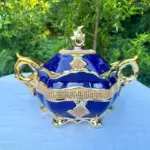 Sopera de Yemayá Azul Oscuro con Detalles Dorados – Recipiente Espiritual y Decorativo Yoruba - Imagen 3