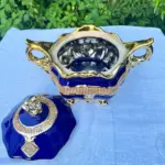 Sopera de Yemayá Azul Oscuro con Detalles Dorados – Recipiente Espiritual y Decorativo Yoruba - Imagen 2