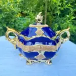 Sopera de Yemayá Azul Oscuro con Detalles Dorados – Recipiente Espiritual y Decorativo Yoruba - Imagen 6