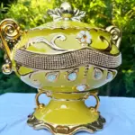 Sopera de Oshún Amarilla con Detalles Dorados – Recipiente Espiritual y Decorativo Yoruba - Imagen 4