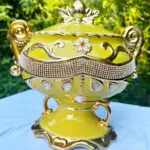 Sopera de Oshún Amarilla con Detalles Dorados – Recipiente Espiritual y Decorativo Yoruba