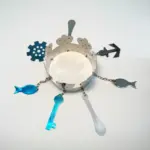 Corona de Yemayá Plateada con Detalles Azules