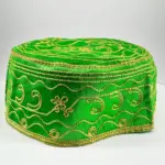 Gorro de Orunmila / Orula Verde con Bordado Dorado