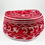 Gorro de Shangó Rojo con Bordado Blanco