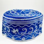 Gorro de Yemayá Azul con Bordado Blanco